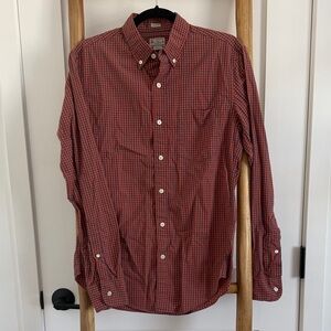 J. Crew Slim Fit Orange and Blue Plaid Button Down Shirt